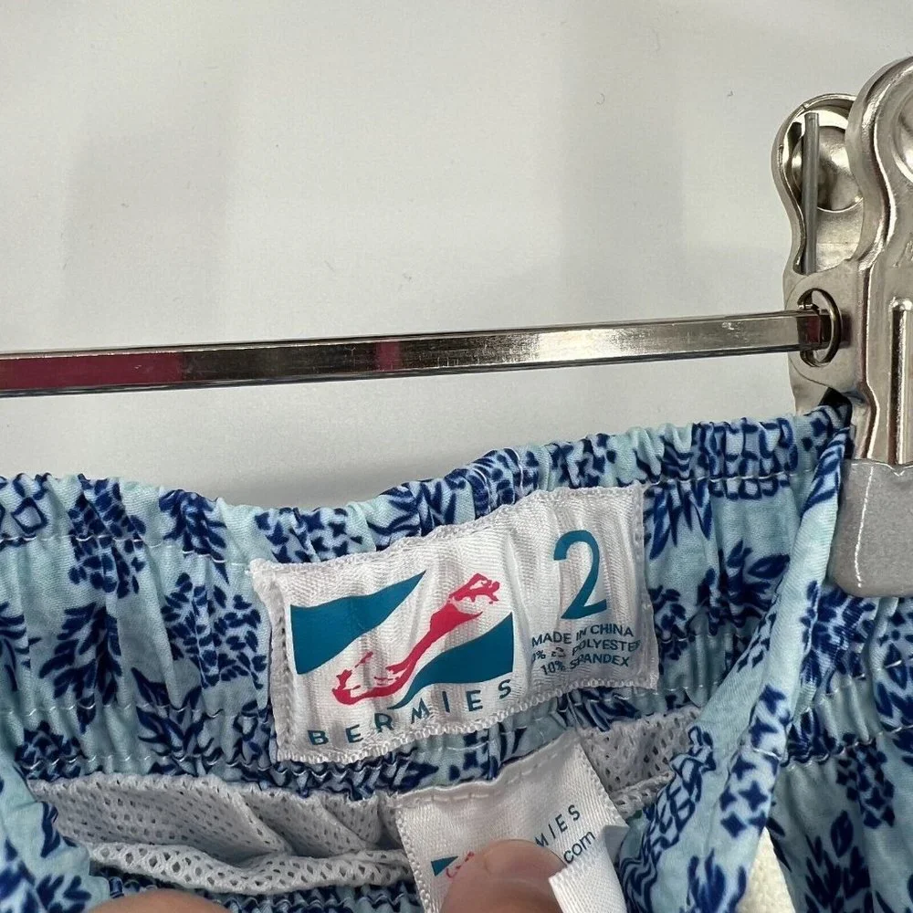Bermies Kid Boy's Swim Shorts Trunks in Blue Pineapple 2.0 sz 2 NWT Father/Son